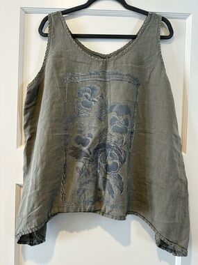 Bluefish Linen Tank in Caper